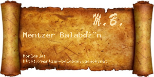Mentzer Balabán névjegykártya